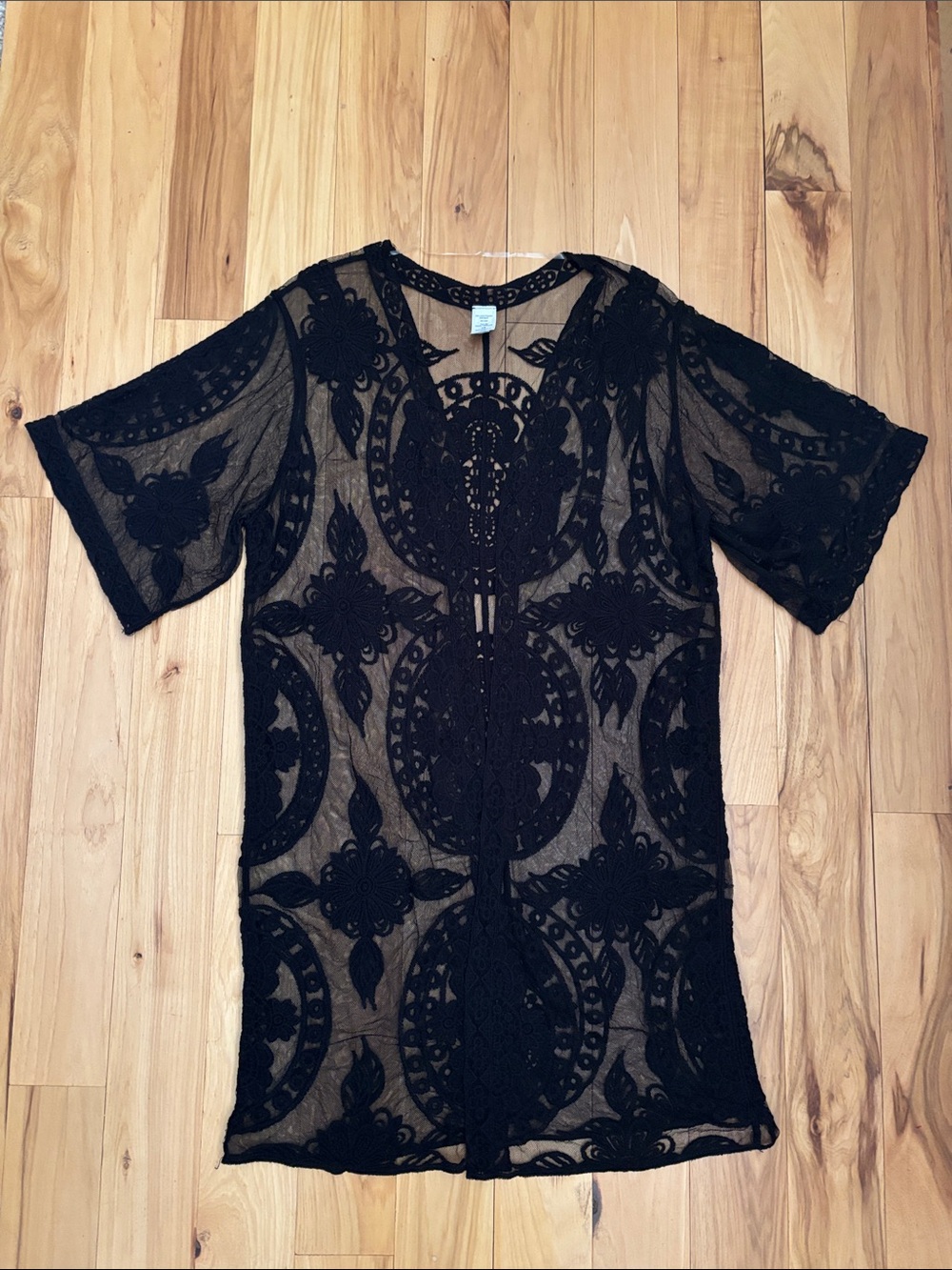 TIME & TRUE | Black Lace Kimono Romantic Vacation Duster‎ Cover Up | Size S-M